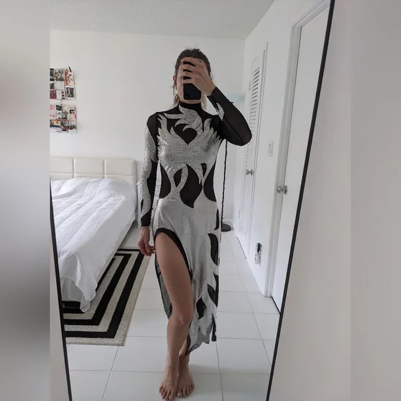 Black Latin Dance Dress - Picture 3 of 12